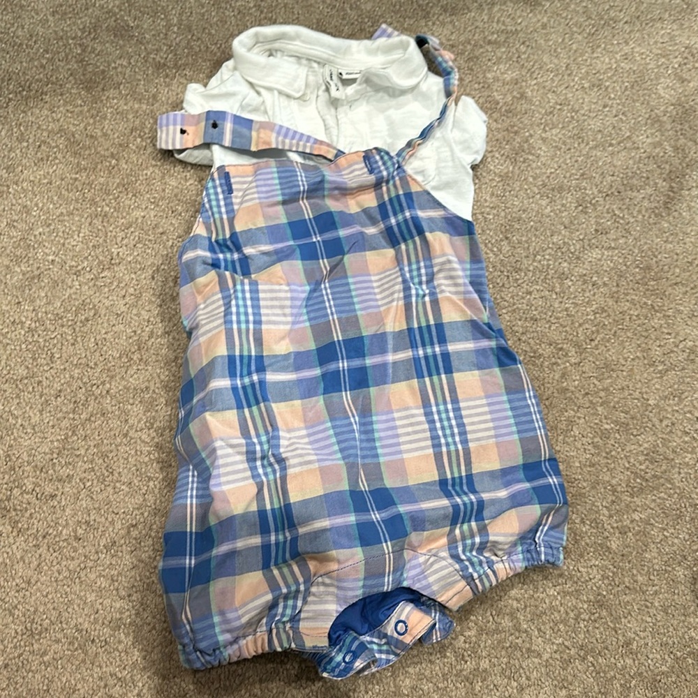 3-6 month onsie outfit with matching white polo